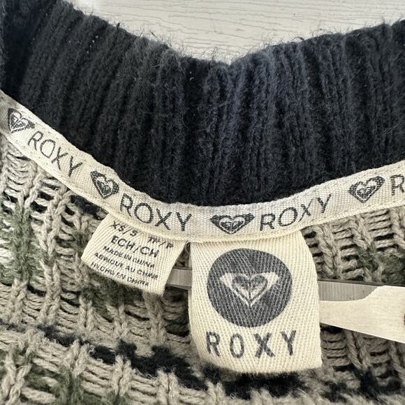 Roxy Cardigan Women Sweater XS/S Blue Green Aztec Tribal Boho Western Open Front - Picture 11 of 14